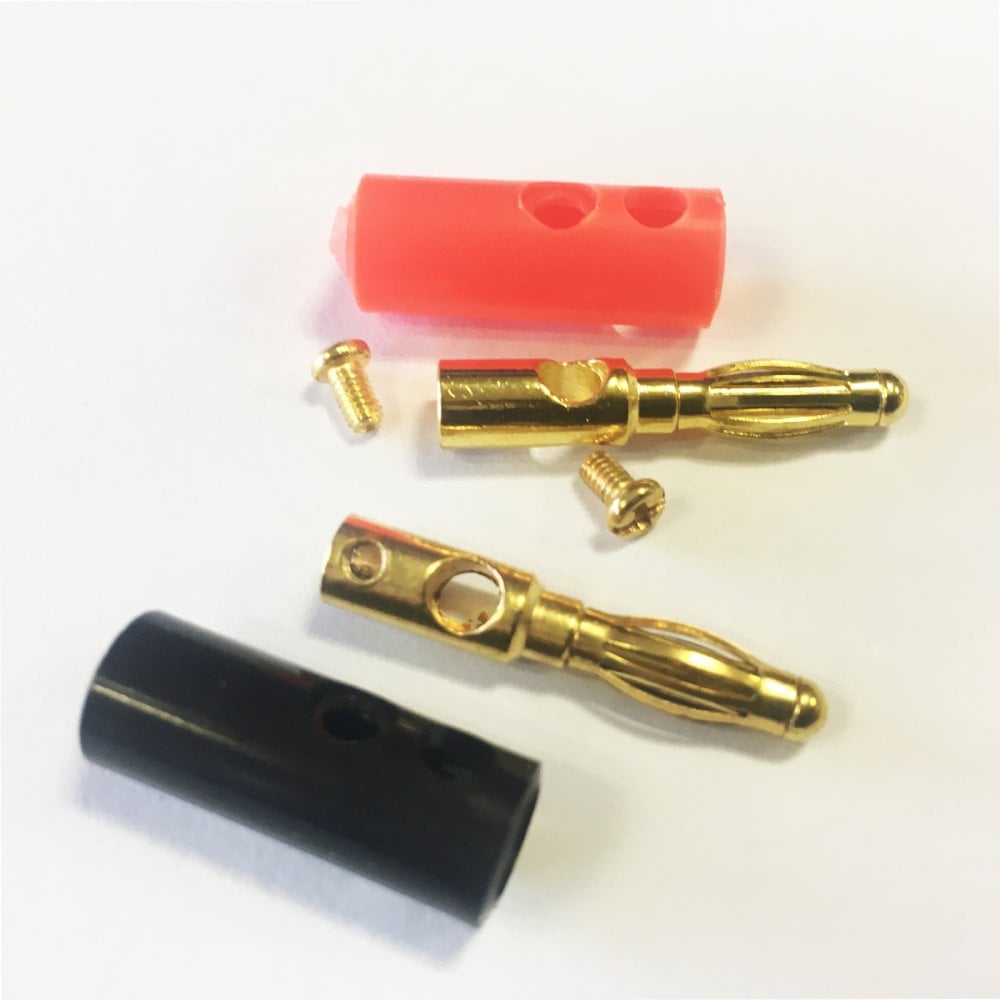 4mm Red and Black Banana Plugs deconstructed down to parts