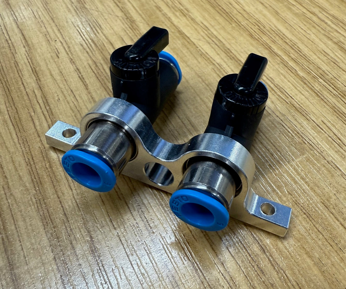 Alloy Ball Valve Mount Double to Suit 4 or 6mm Festo Shutoff Taps Nex-6173