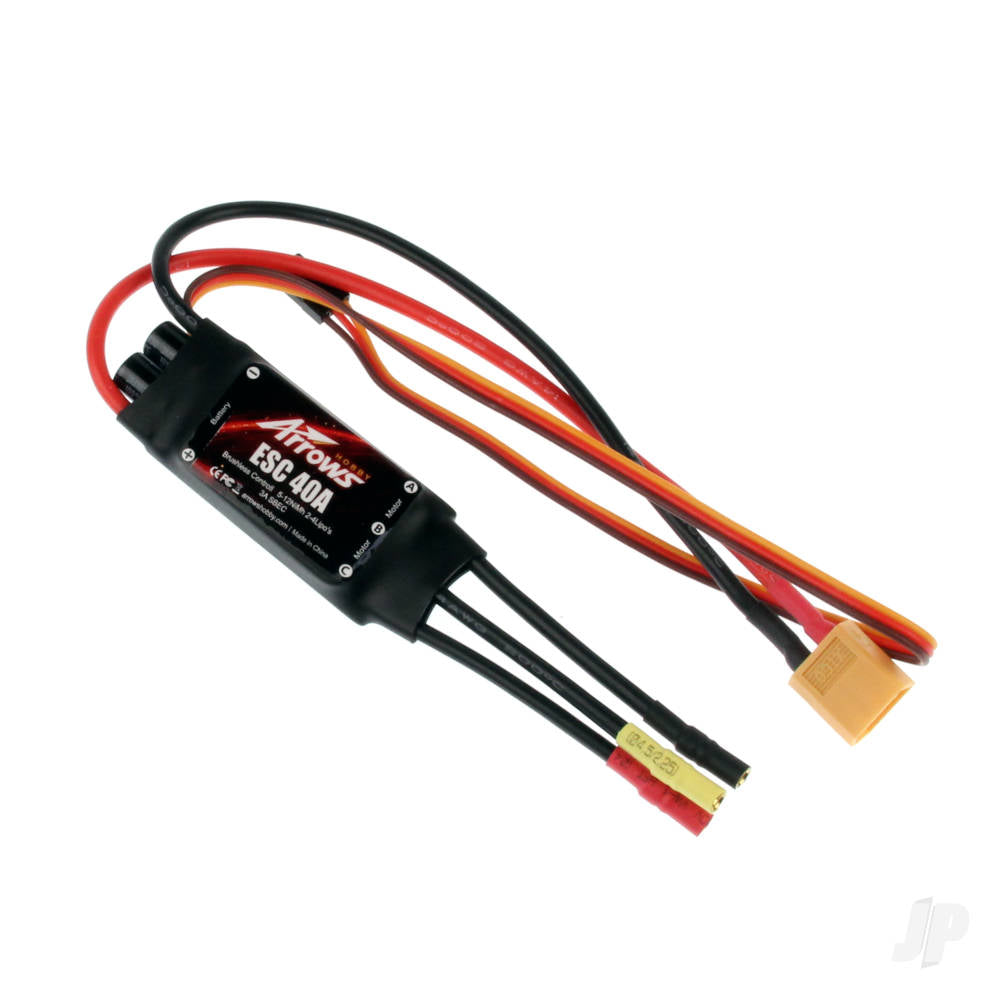 Arrows Hobby 40A ESC (200mm Input Cable)( P-47, P51,T-28, F8F) ARRESC40A from Nexus Modelling Supplies Models Northampton Model Web Website Site Webshop Shop Webstore Store