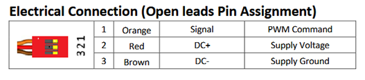 Chaservo Electrical Connection (Open Leads Pin Assignment)
