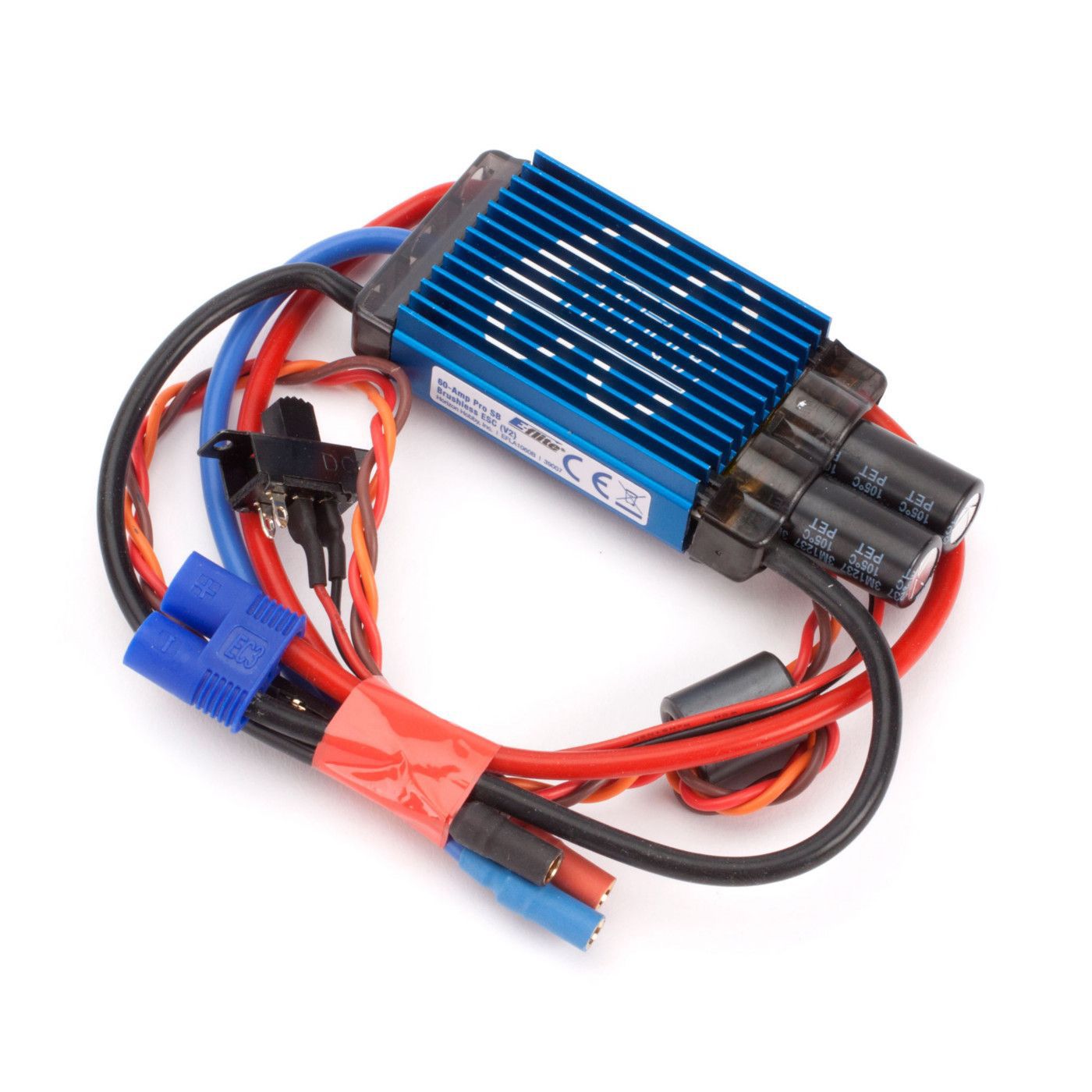 E-Flite 60A Pro Switch-Mode BEC Brushless ESC (V2) EFLA1060B with all inputs and outputs shown