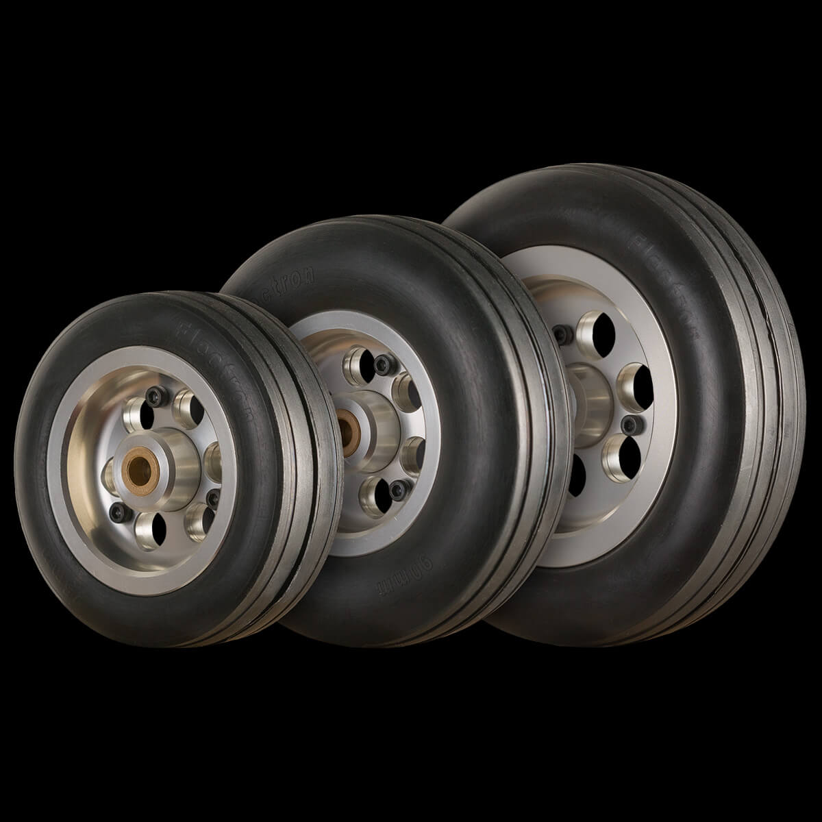 Electron Nose Wheels all lined up for size comparison