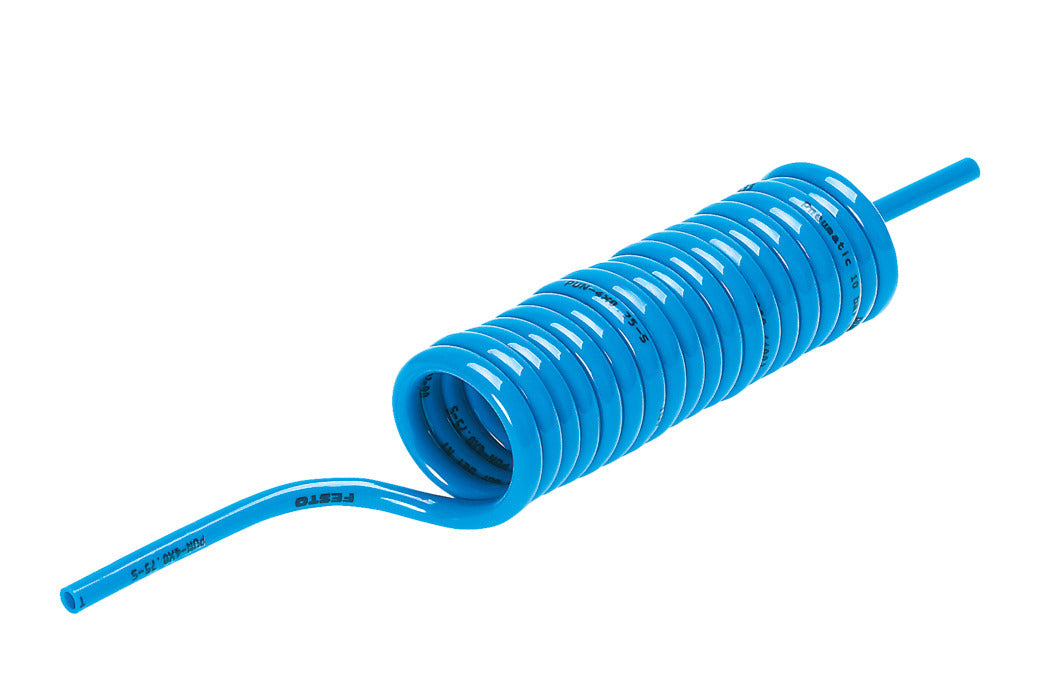 Festo Spiral Plastic Recoil Tubing 4mm. Working length=1M Blue