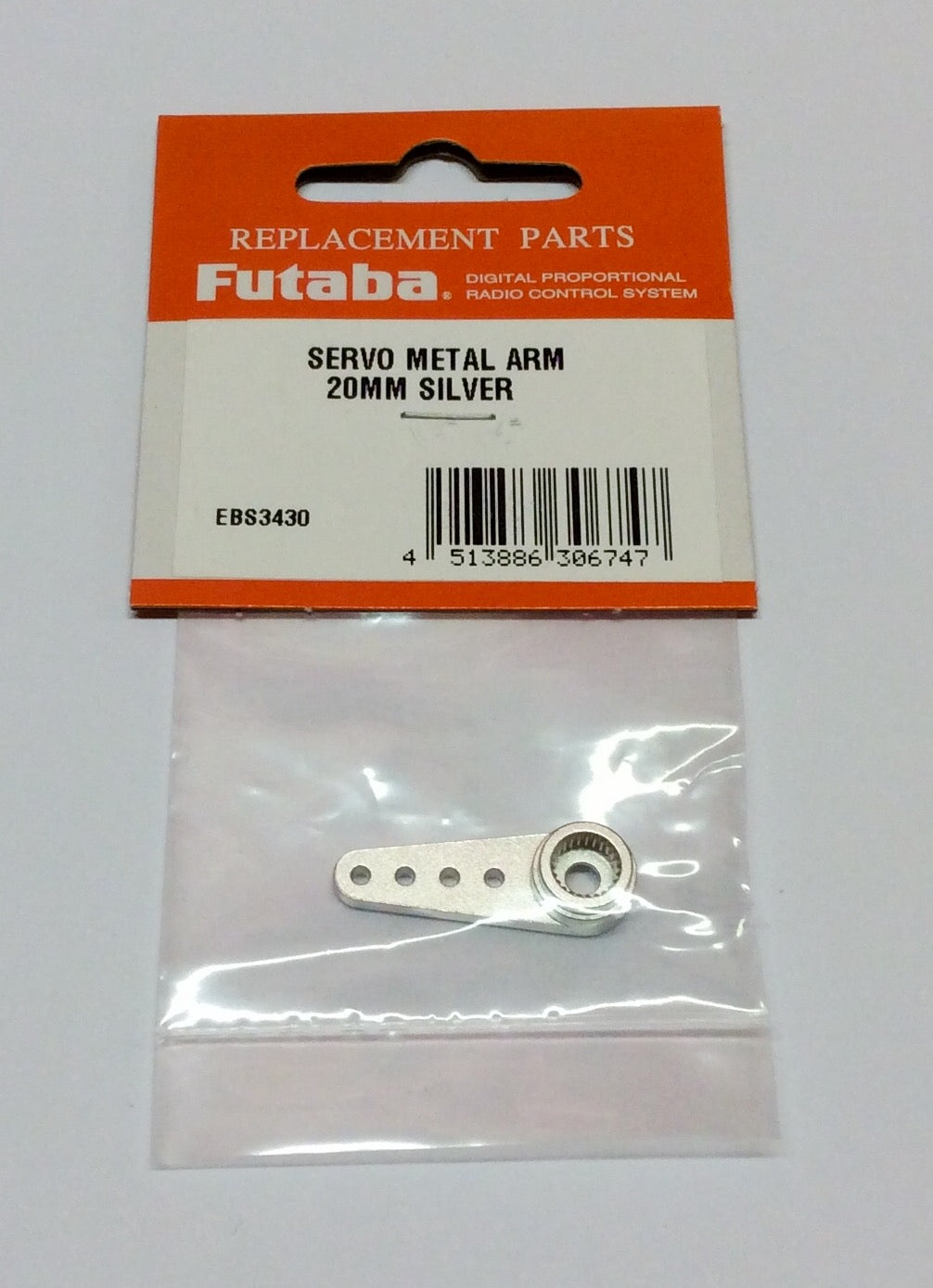 Futaba Alloy Single Servo Arm 0.8" (20mm) Silver FUTEBS3430