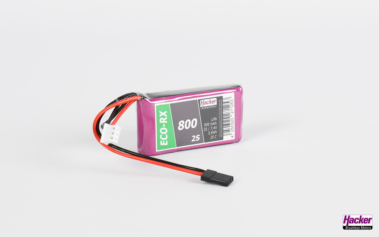 Hacker TF LiPo ECO-RX 800mAh 7.4v 2 Cell LiPo Battery 90800216