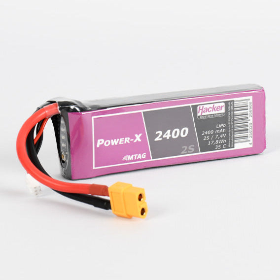 Hacker TopFuel Power-X 2S 2400mAh 35C LiPo Battery With MTAG 92400261