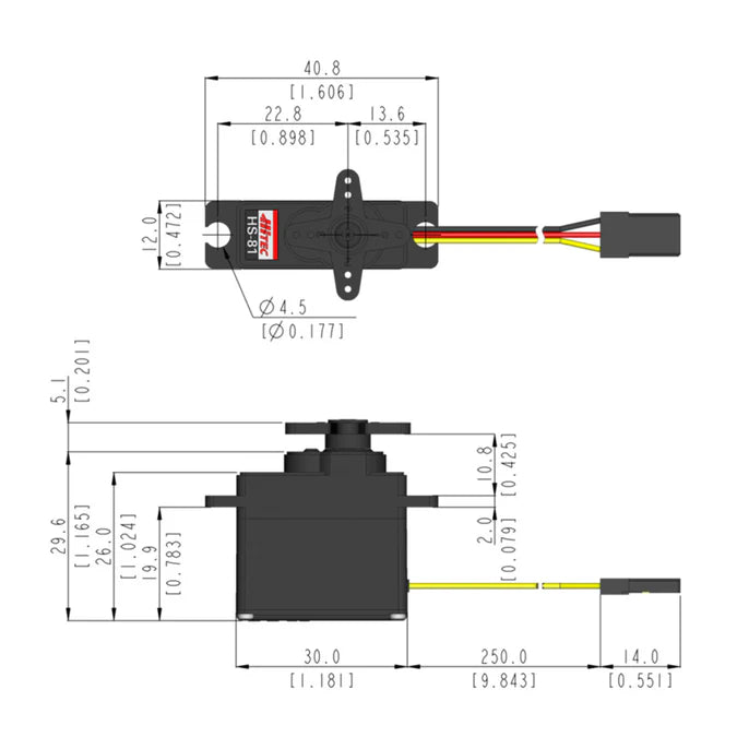Hitec HS-81 Micro Analogue Cored Servo 16.6g 3kg/0.09s 4.8V - 6.0V 2212130