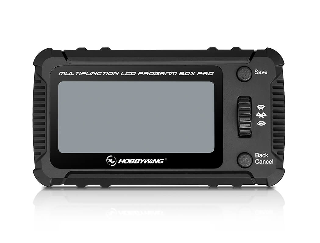 Hobbywing Multifunction LCD Program Box Pro 30502002 Showing LCD screen, buttons and scroll wheel