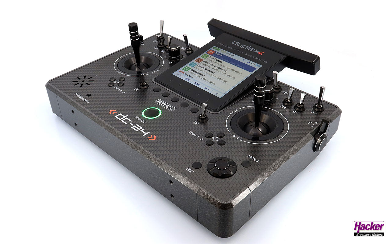 Jeti Duplex Tray Transmitter DC-24 II Rev.2 - Carbon Line Gray DC24 with REX 12 Assist Receiver & Case
