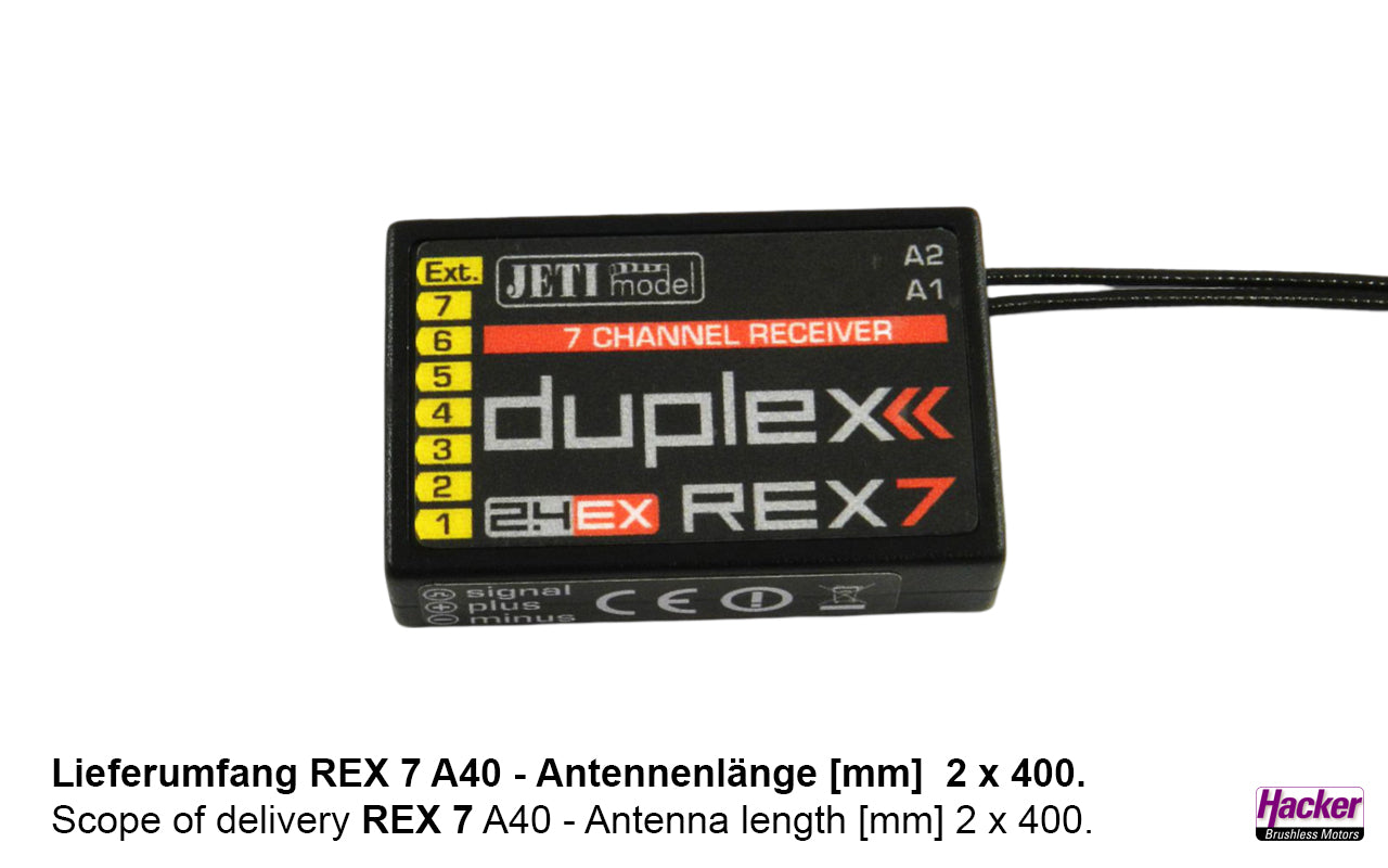 Jeti Duplex 2.4EX Receiver REX7 With Antenna 40mm JDEX-RR7-A40