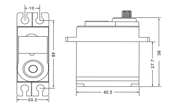 MacGregor PG4906DS Standard Digital Servo 6.2KG 4.8V - 6V MAC4906 Dimensions