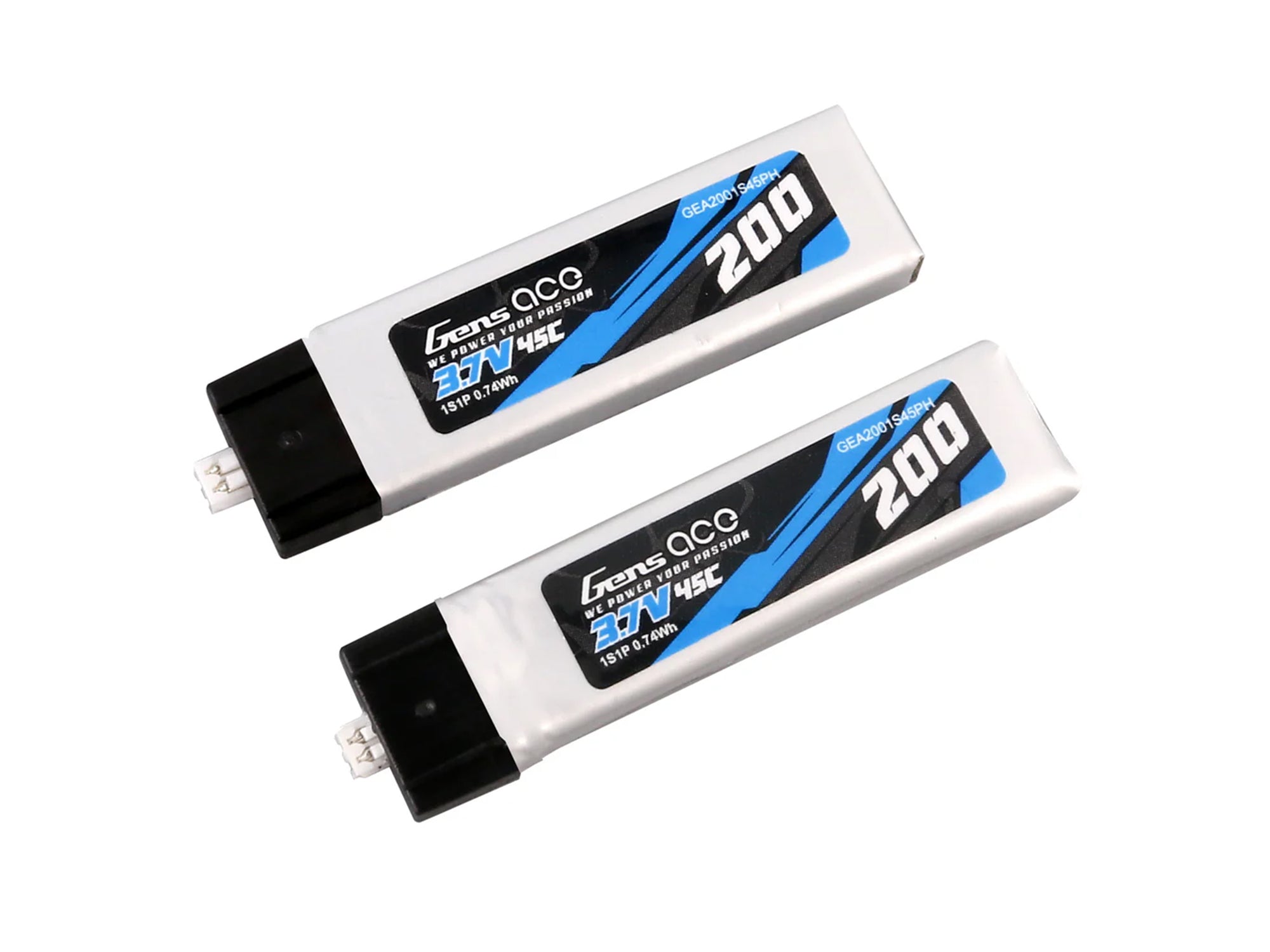 Gens Ace Li-Po 1S 3.7V 200mAh 45C with PH1.5-2 (2 Pack) GEA2001S45PH