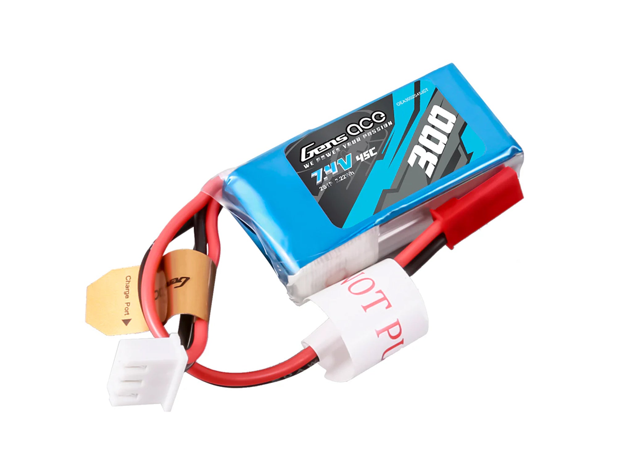 Gens Ace Li-Po 2S 7.4V 300mAh 45C with BEC G2S0300-45JST