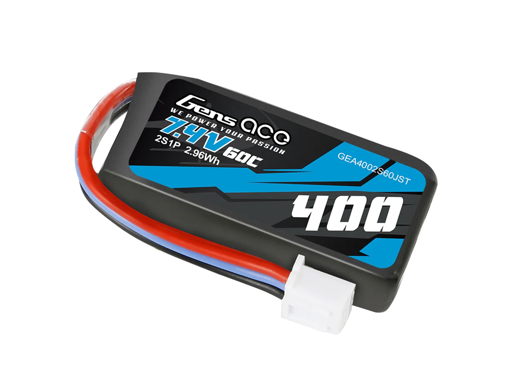 Gens Ace Li-Po 2S 7.4V 400mAh 60C with BEC G2S0400-60JST
