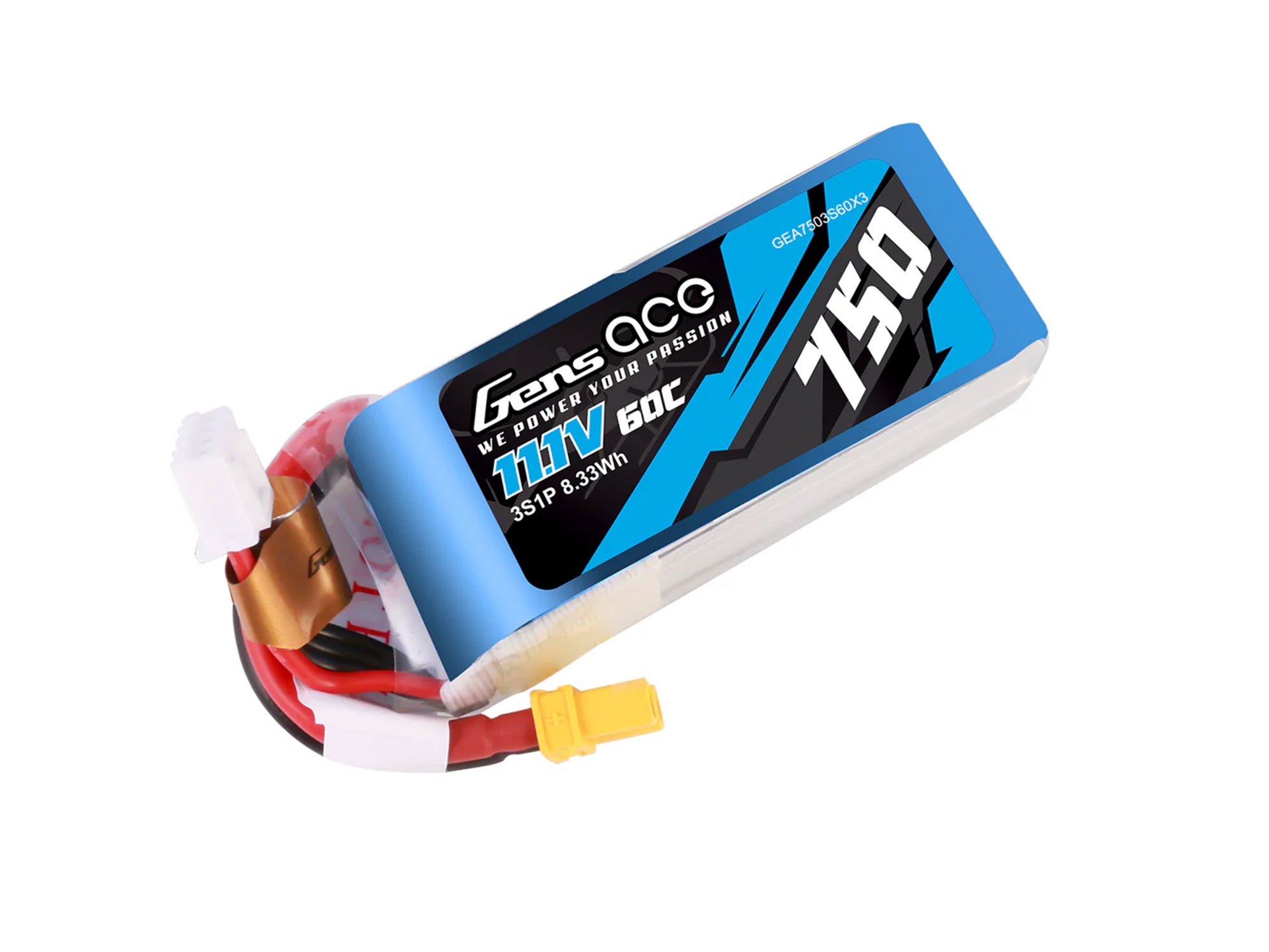 Gens Ace Li-Po 3S 11.1V 750mAh 60C with XT30 G3S0750-60X3