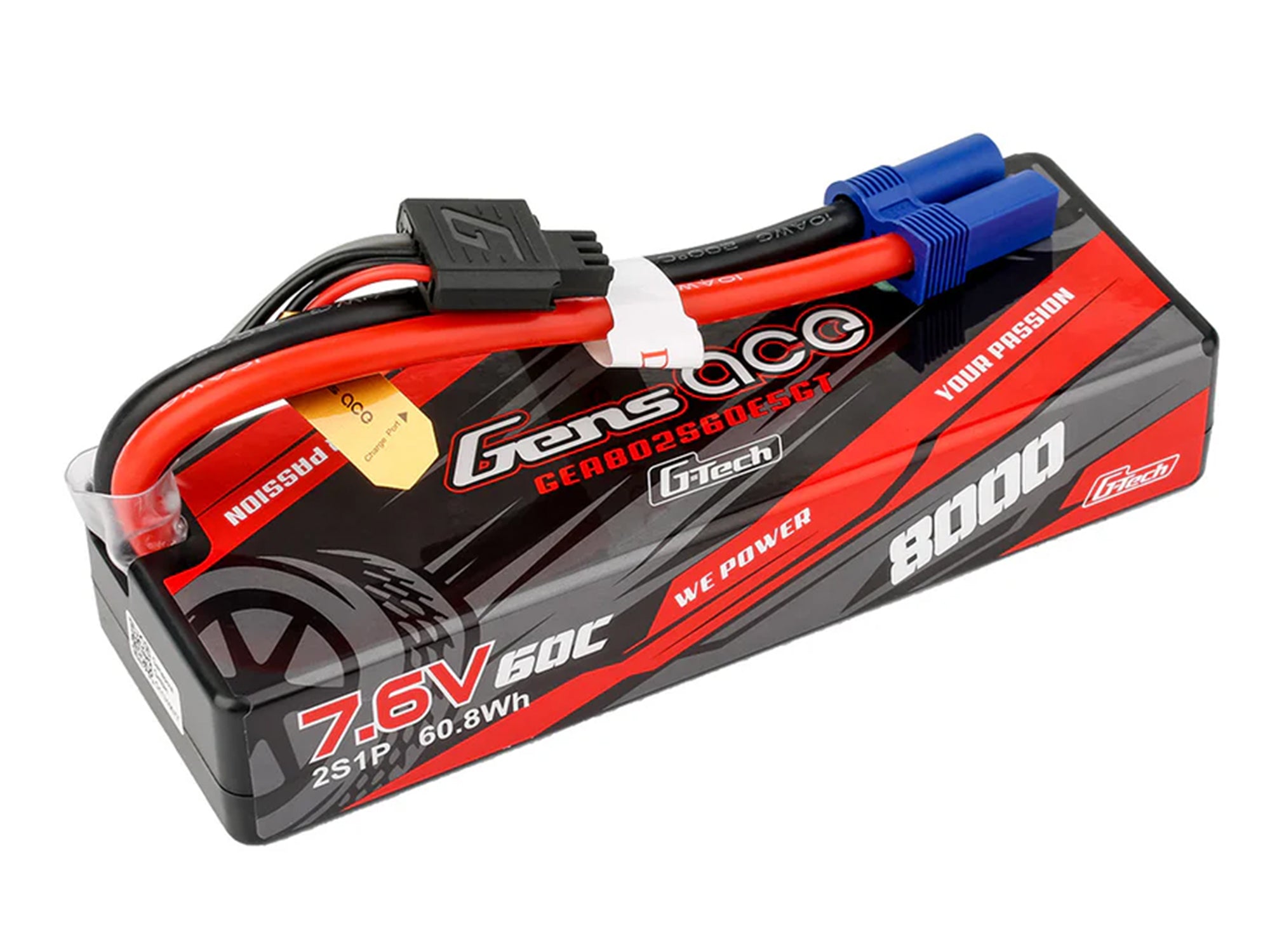 Gens Ace Li-Po Hard Case G-Tech 2S 7.4V 8000mah 60C with EC5 (Promot GT2S8000-60E5