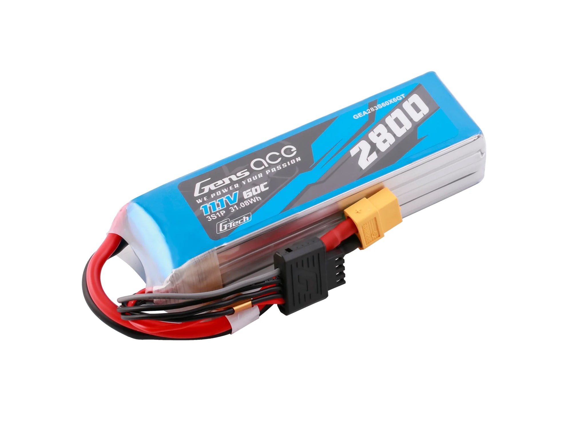 Gens Ace Li-Po G-Tech 3S 11.1V 2800mAh 60C with XT60 GT3S2800-60X6