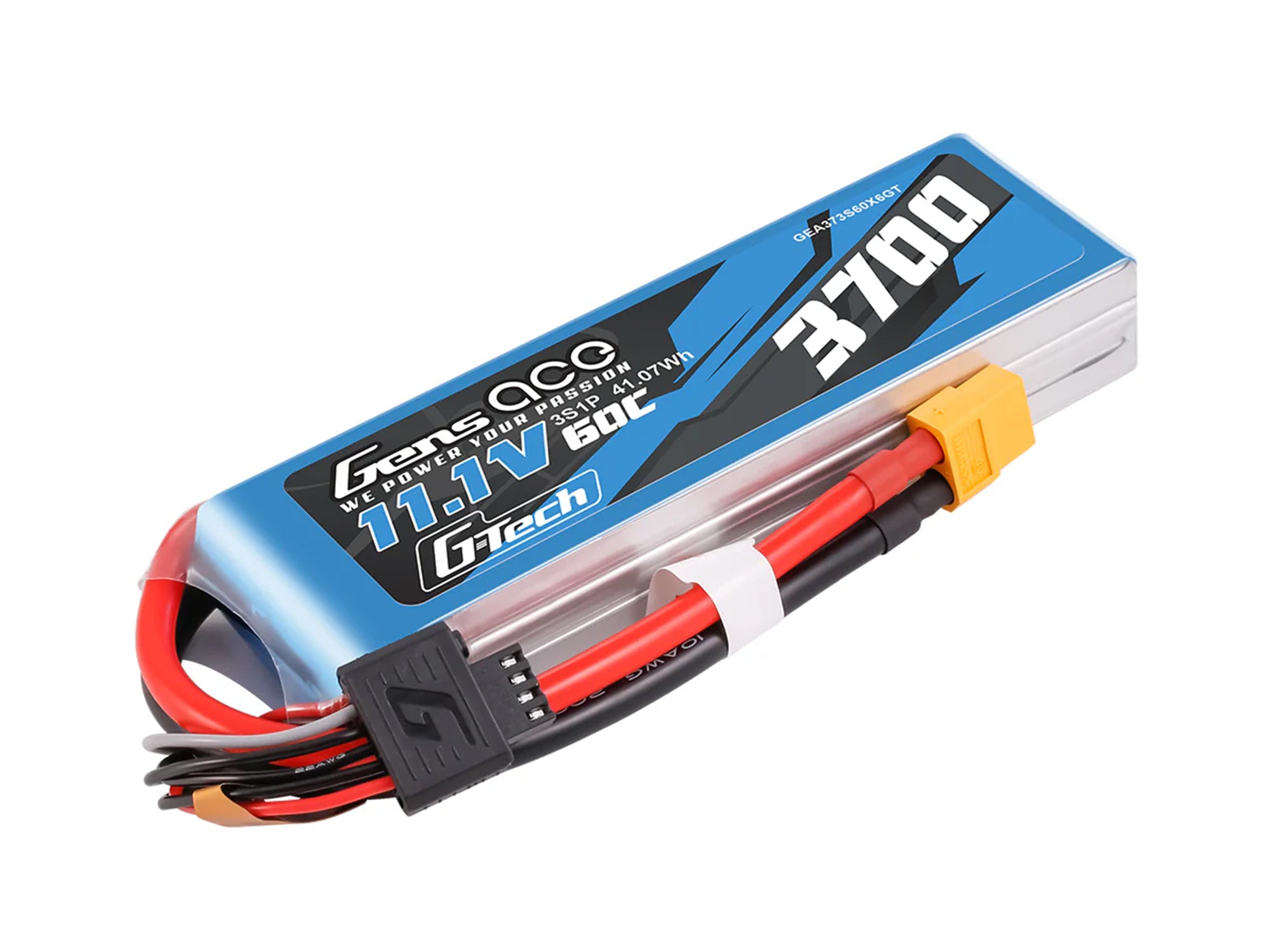 Gens Ace Li-Po G-Tech 3S 11.1V 3700mAh 60C with XT60 GT3S3700-60X6