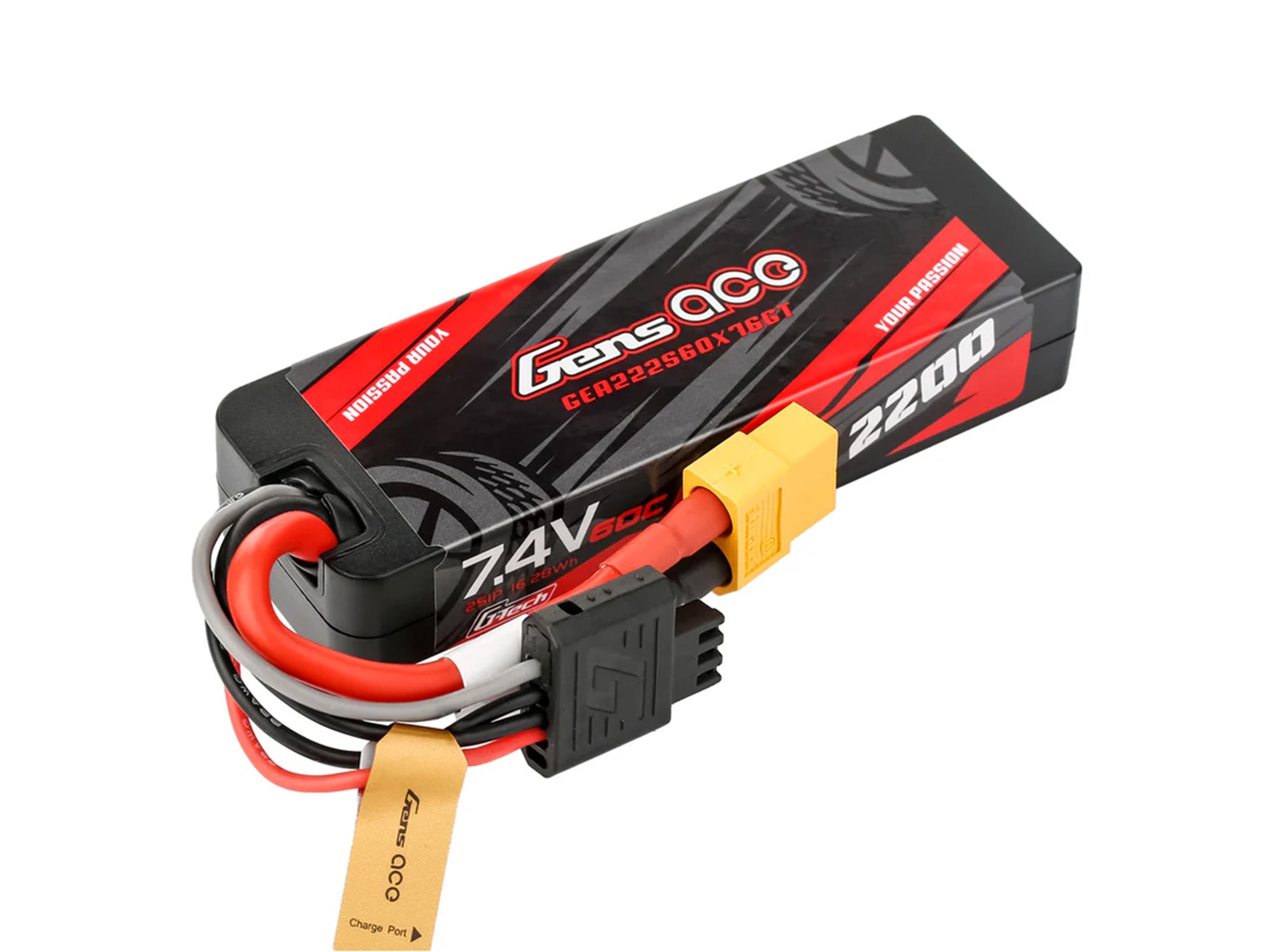 Gens Ace Li-Po Car Hard Case G-Tech 2S 7.4V 2200mAh 60C with XT60 GTC2S2202-60X6