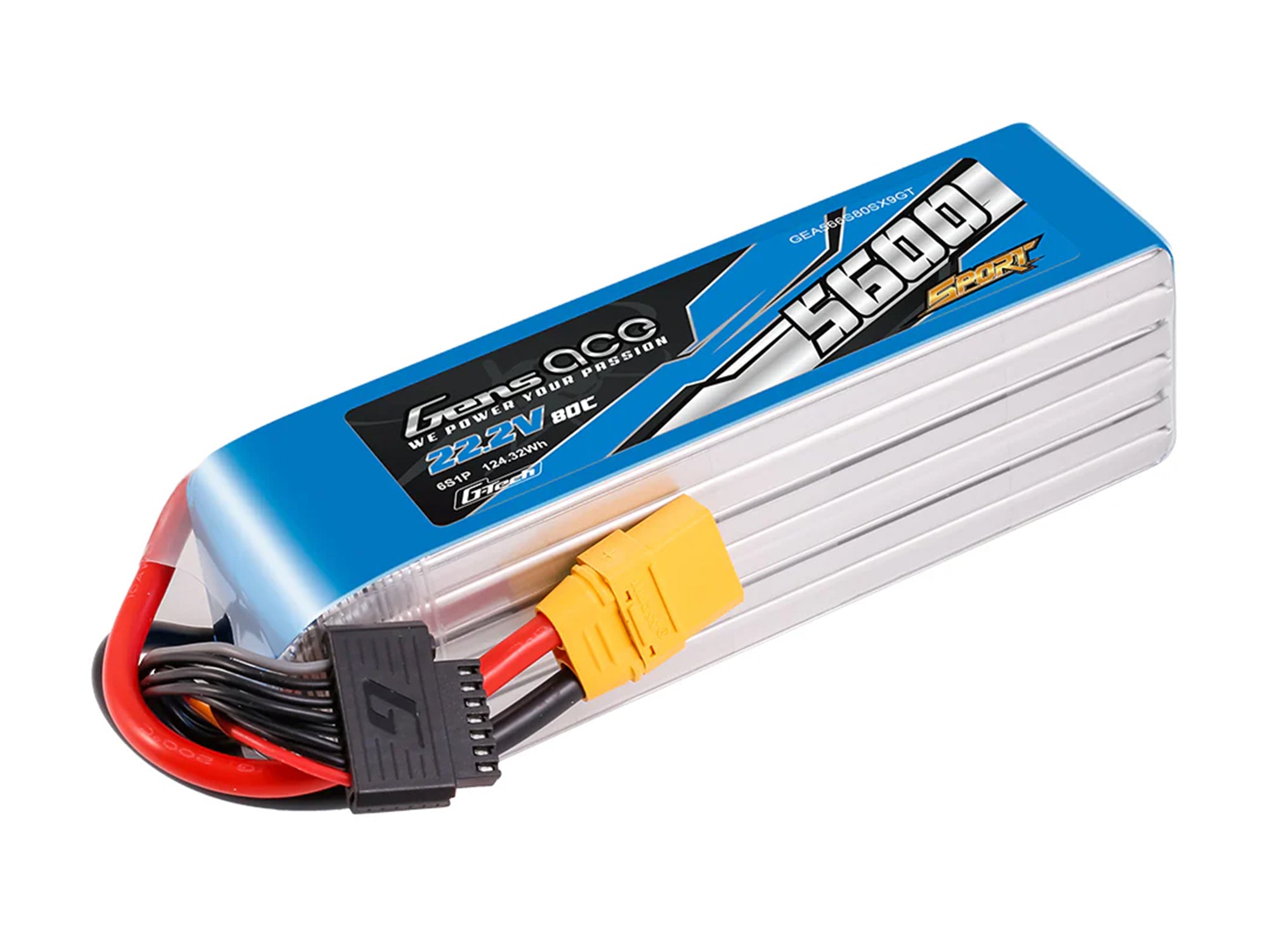 Gens Ace Li-Po G-Tech Sport 6S 22.2V 5600mAh 80C with XT90 GTS6S5600-80SX9