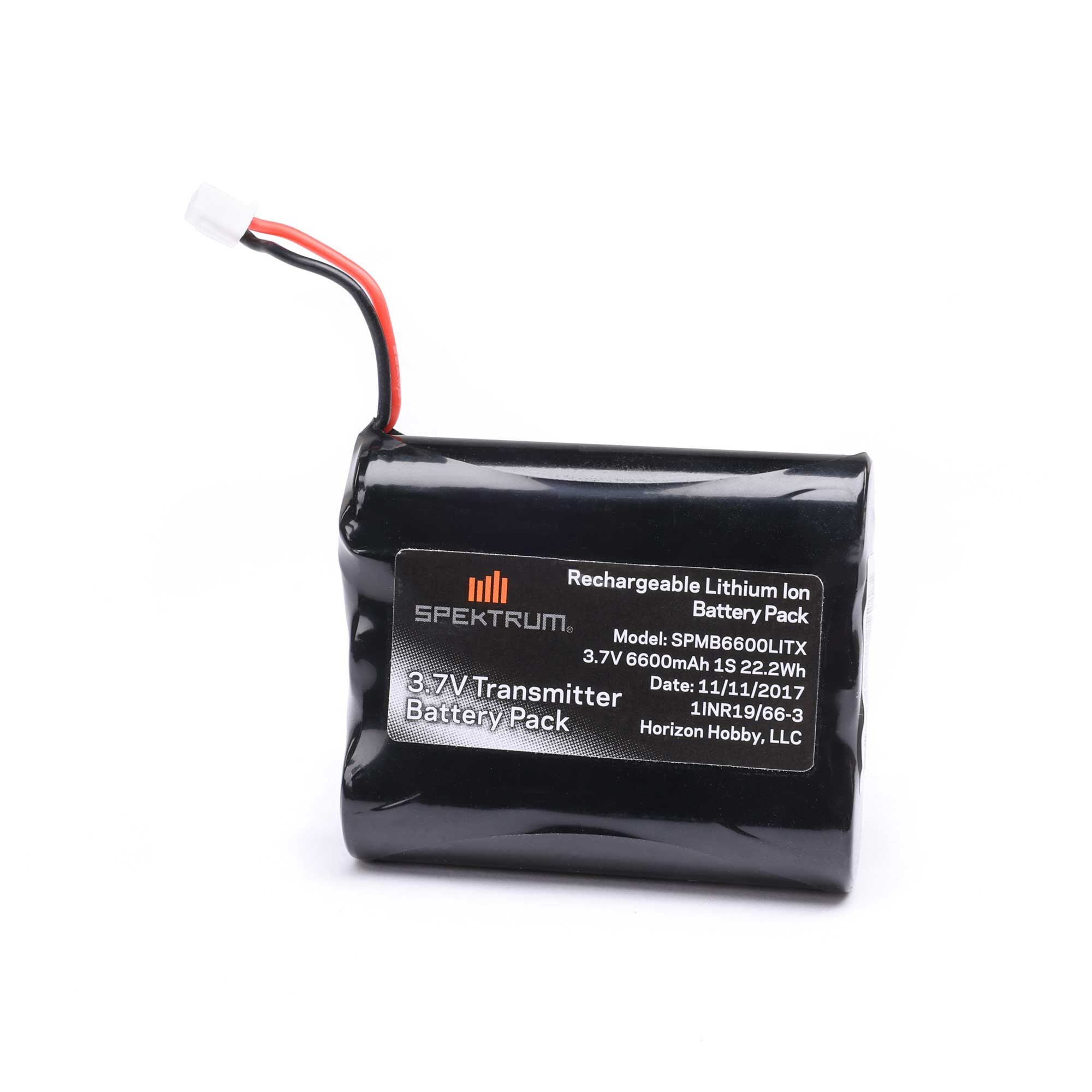 Spektrum 3.7V 6600mAh 1S Li-Ion Transmitter Battery: NX6/NX8/NX10/iX12 TX Plug (XH-1S) SPMB6600LITX1S