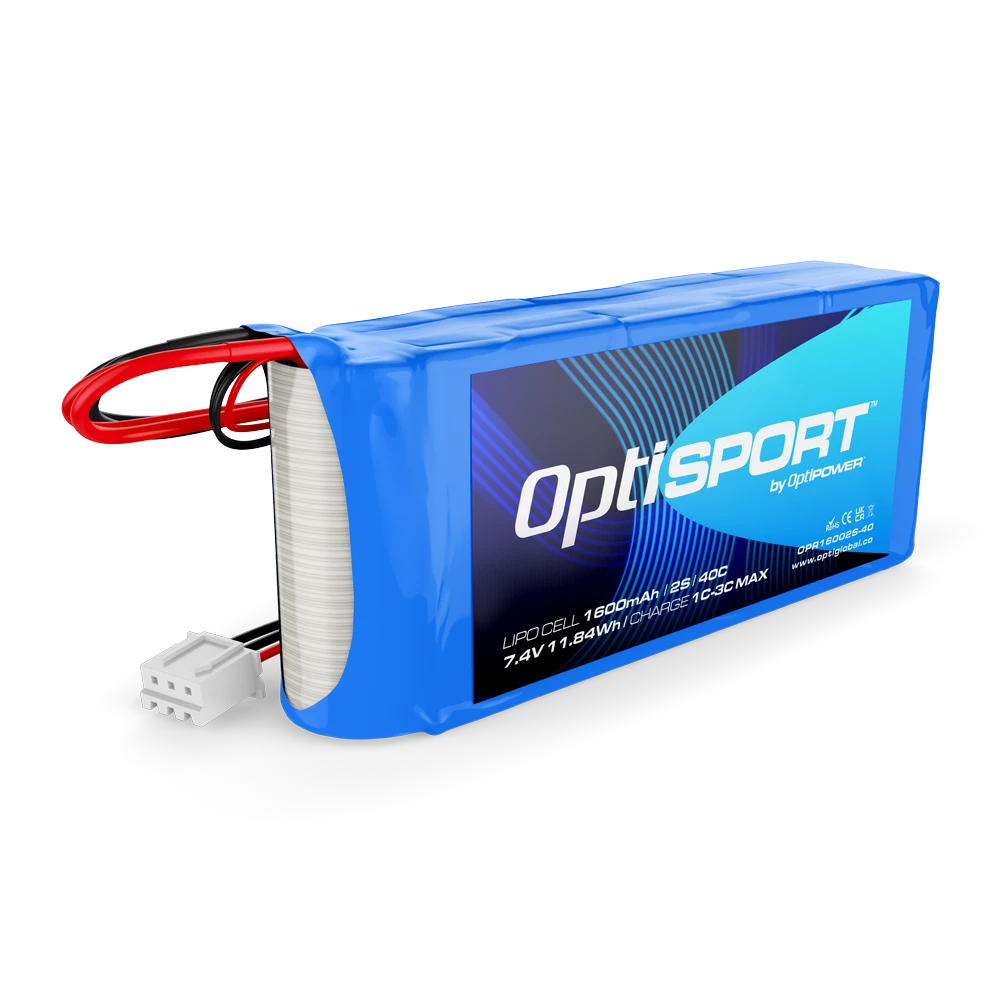 Optisport 2S 7.4v 1600mAh 40C LiPo Battery OPR16002S-40