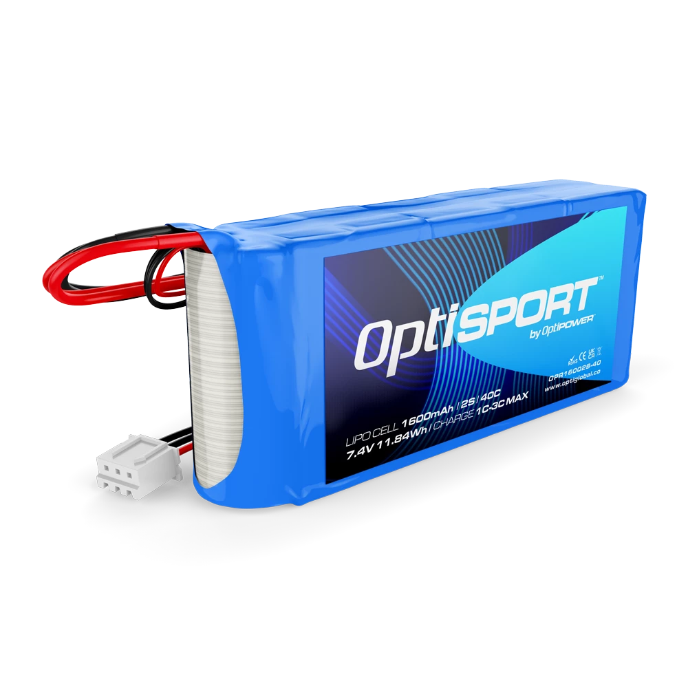 Optisport 2S 7.4v 1600mAh 40C LiPo Battery with XT60 OPR16002S-40