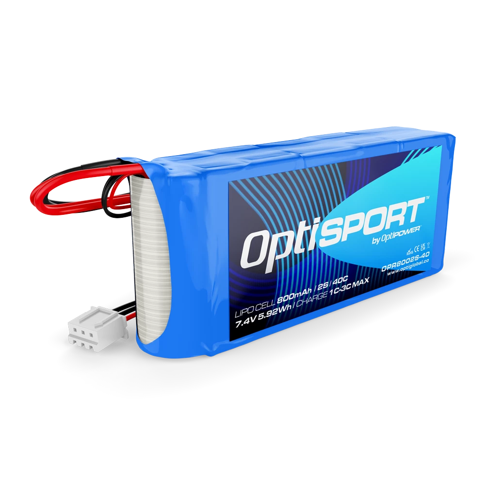 Optisport 2S 7.4v 800mAh 40C LiPo Battery OPR8002S-40