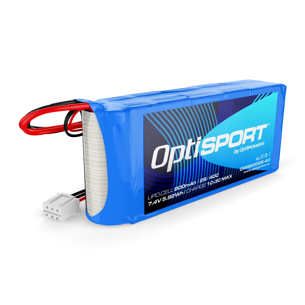 Optisport 2S 7.4v 800mAh 40C LiPo Battery with XT60 OPR8002S-40