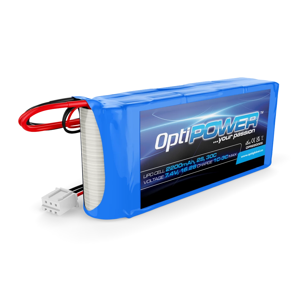 Optipower RX LiPo Battery 2200mAh 2S 30C With EC3 And JR Connector OPR21502S Nexus Modelling Supplies Models Northampton Model Web Website Site Webshop Shop Webstore Store