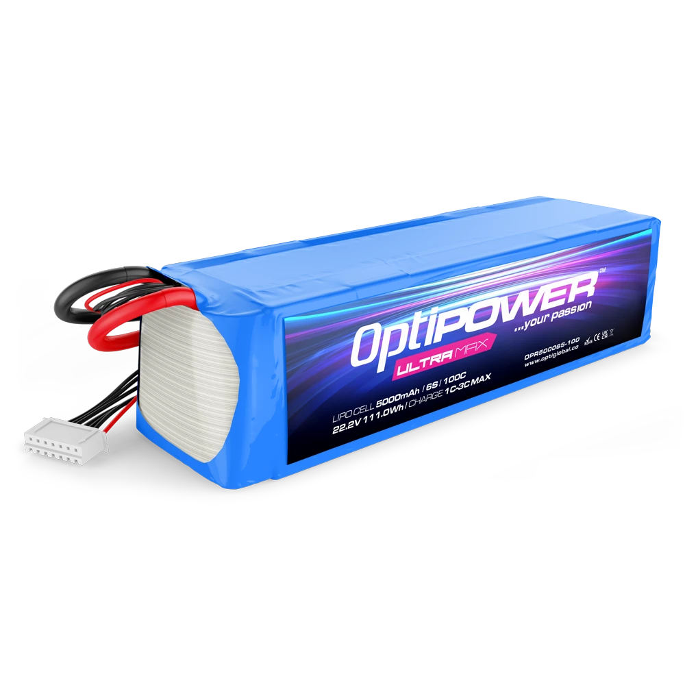 Optipower Ultra Max LiPo Battery 5000mAh 6S 100C OPR50006S-100 fitted with a EC5 / IC5 Compatible Connector from Nexus Modelling Supplies Models Northampton Model Web Website Site Webshop Shop Webstore Store