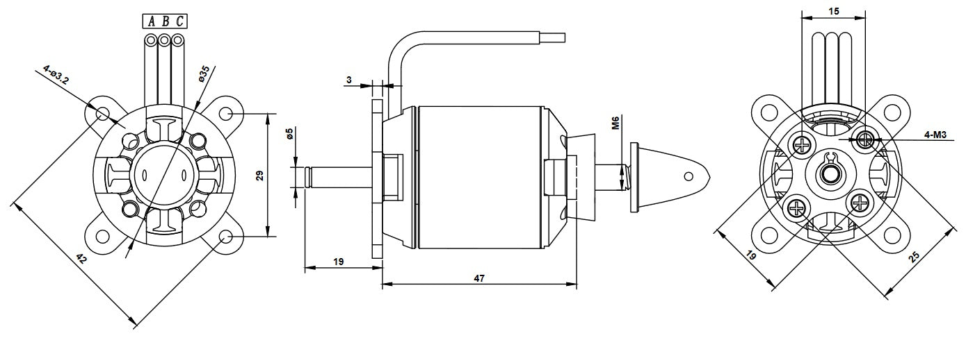 Overlander Tornado Thumper V3 3548/05 900KV - Brushless Outrunner RC Motor (IC 35 Equivalent) 2980 Dimensions Illustrations Illustration Drawings Drawing Sizing sizes size