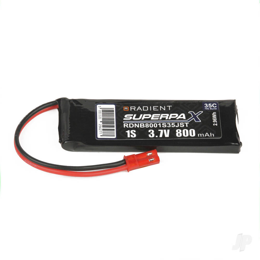 Radient LiPo 1S 800mAh 3.7V 35C JST RDNB8001S35JST