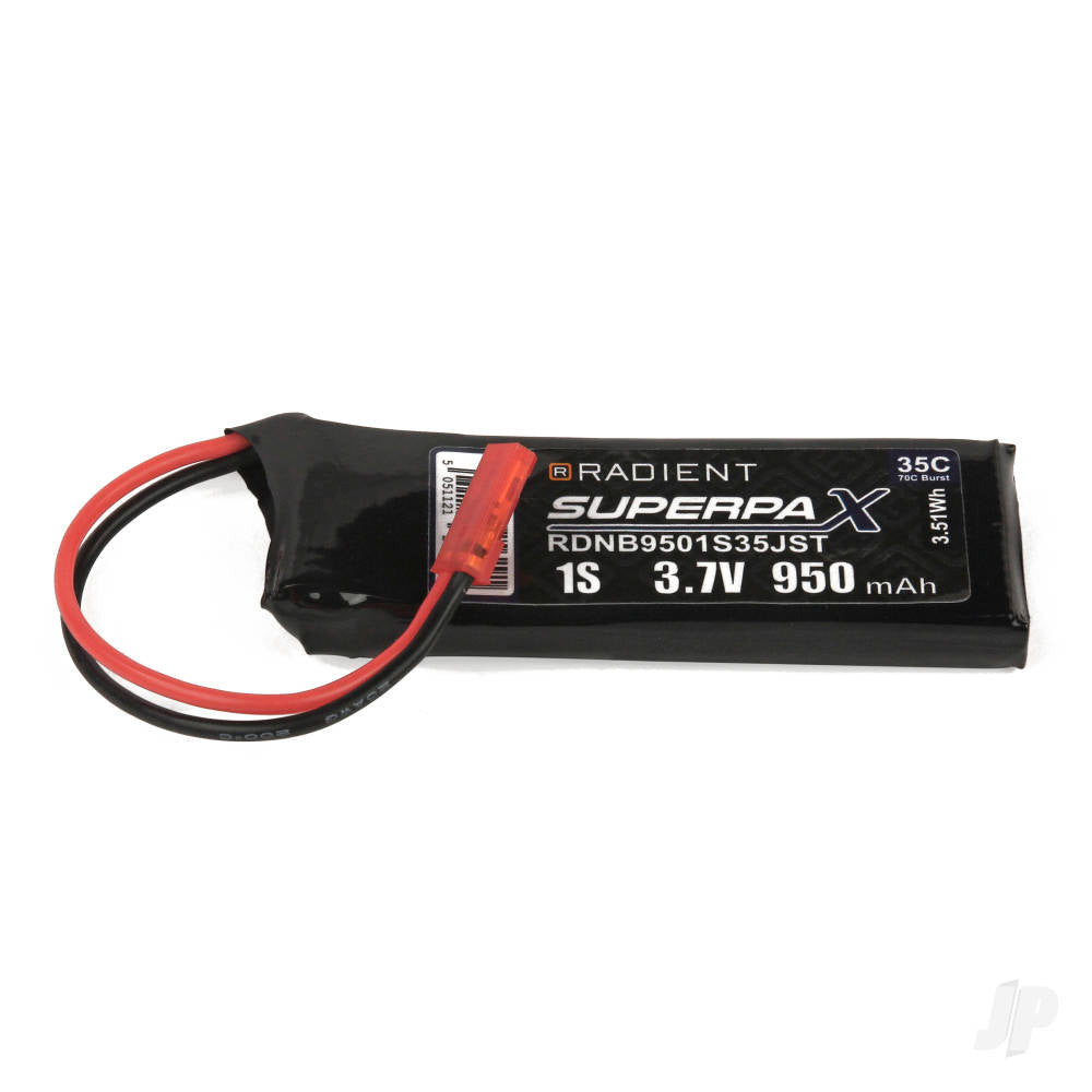 Radient LiPo 1S 950mAh 3.7V 35C JST RDNB9501S35JST