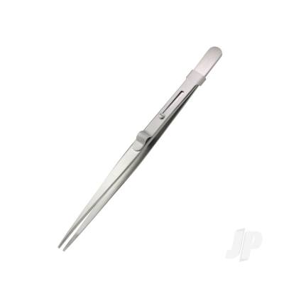 Modelcraft Fine Serrated Locking Stainless Steel Tweezers (PTW1093/Fr) SHSPTW1093-FR