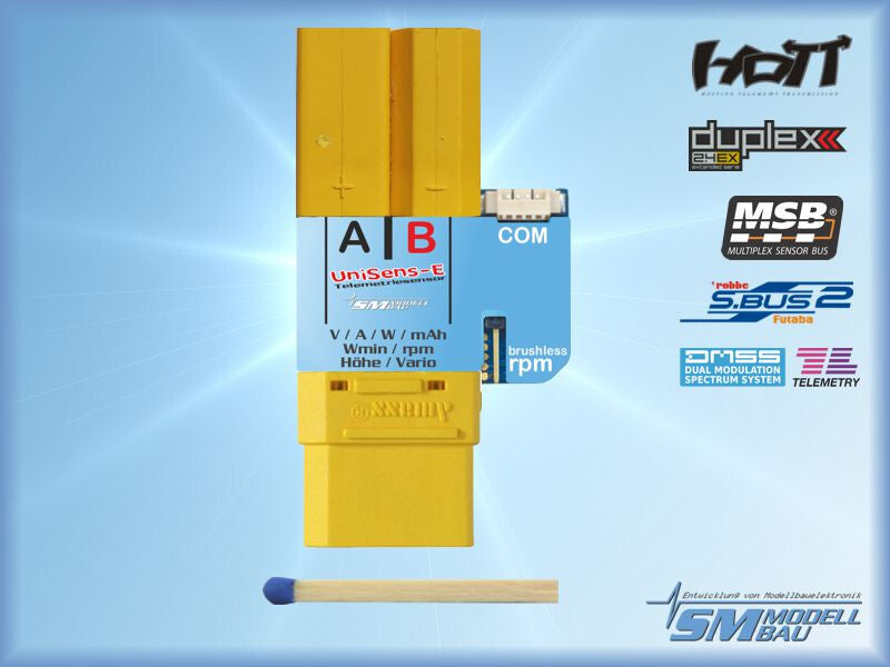 SM MODELLBAU UniSens-E RC Telemetry Sensor 140 A / XT90 Serial Connector Version SM3109