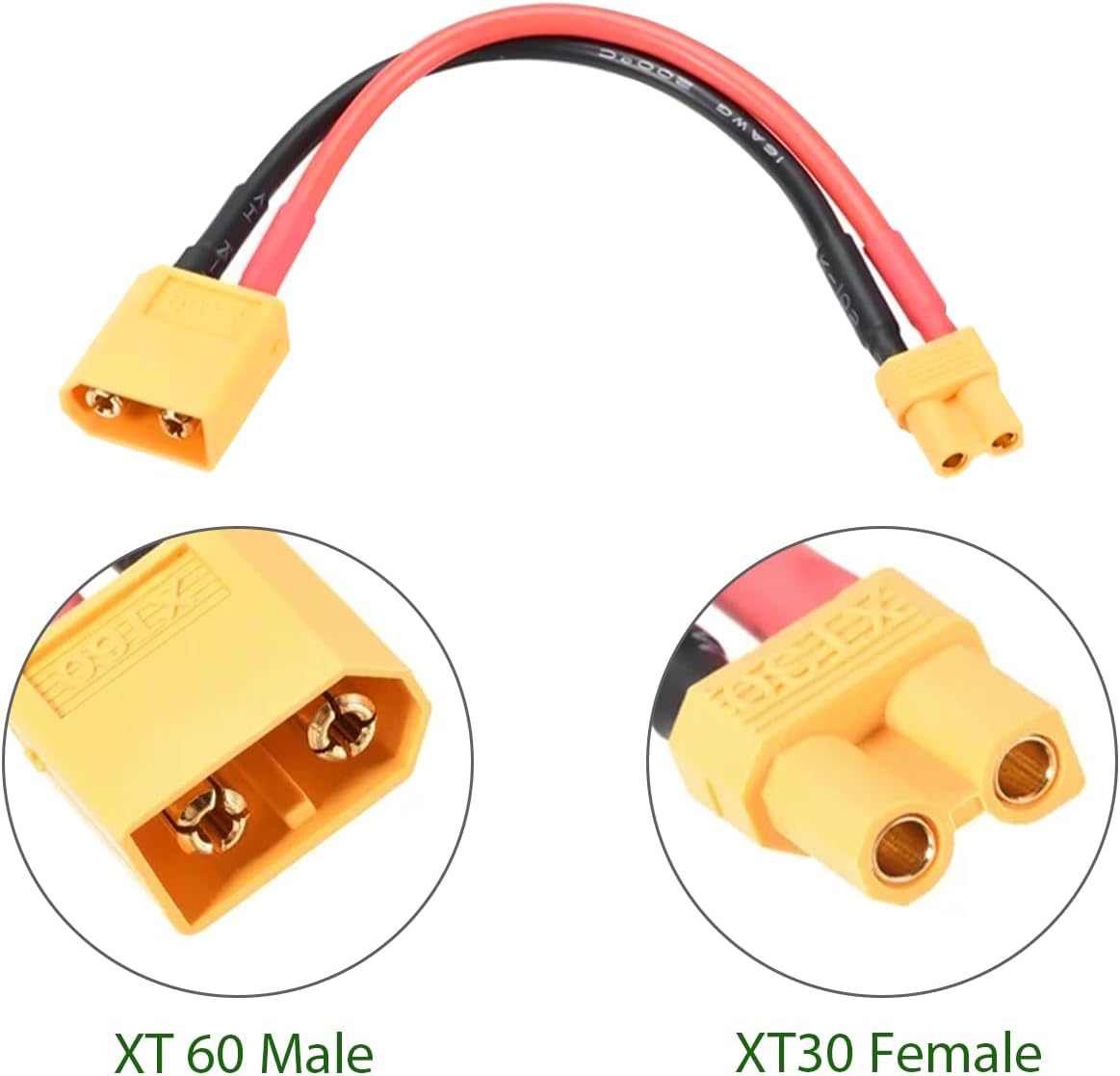 Xicoy XT60 Male to XT30 Female Adapter for Electron Xicoy etc