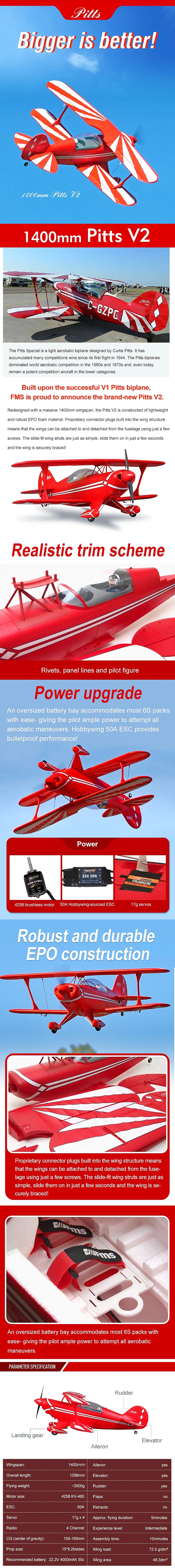 FMS PITTS 1400MM V2 PNP FMS126P