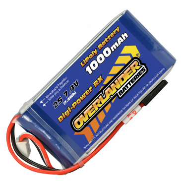 1000mAh 2S 7.4v LiPo Battery Receiver Pack - Overlander Digi-Power 1568