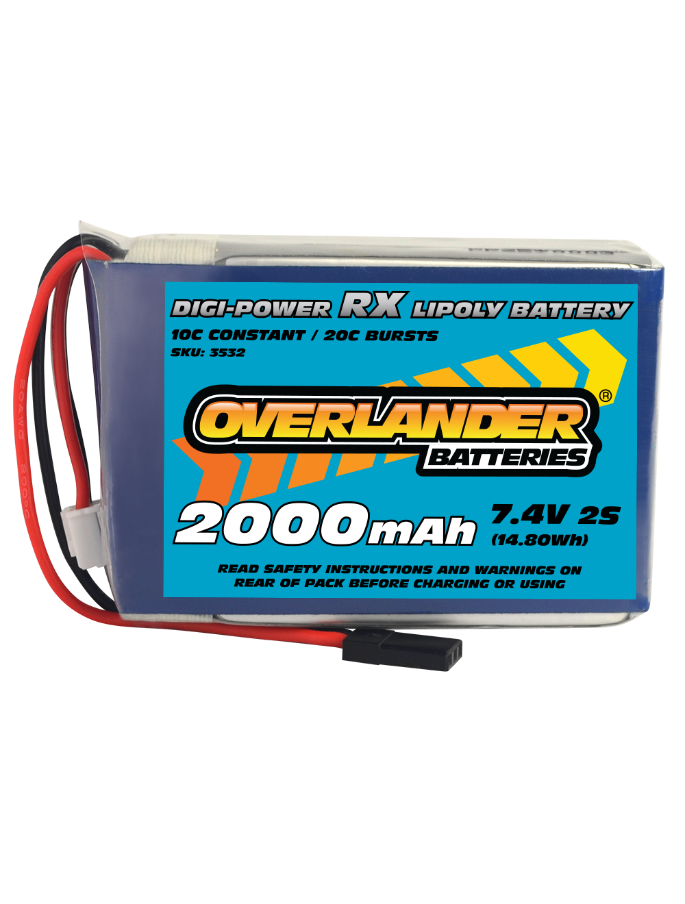 Overlander 2000mAh 7.4v 2S Digi-Power Receiver Pack LiPo Battery 3532