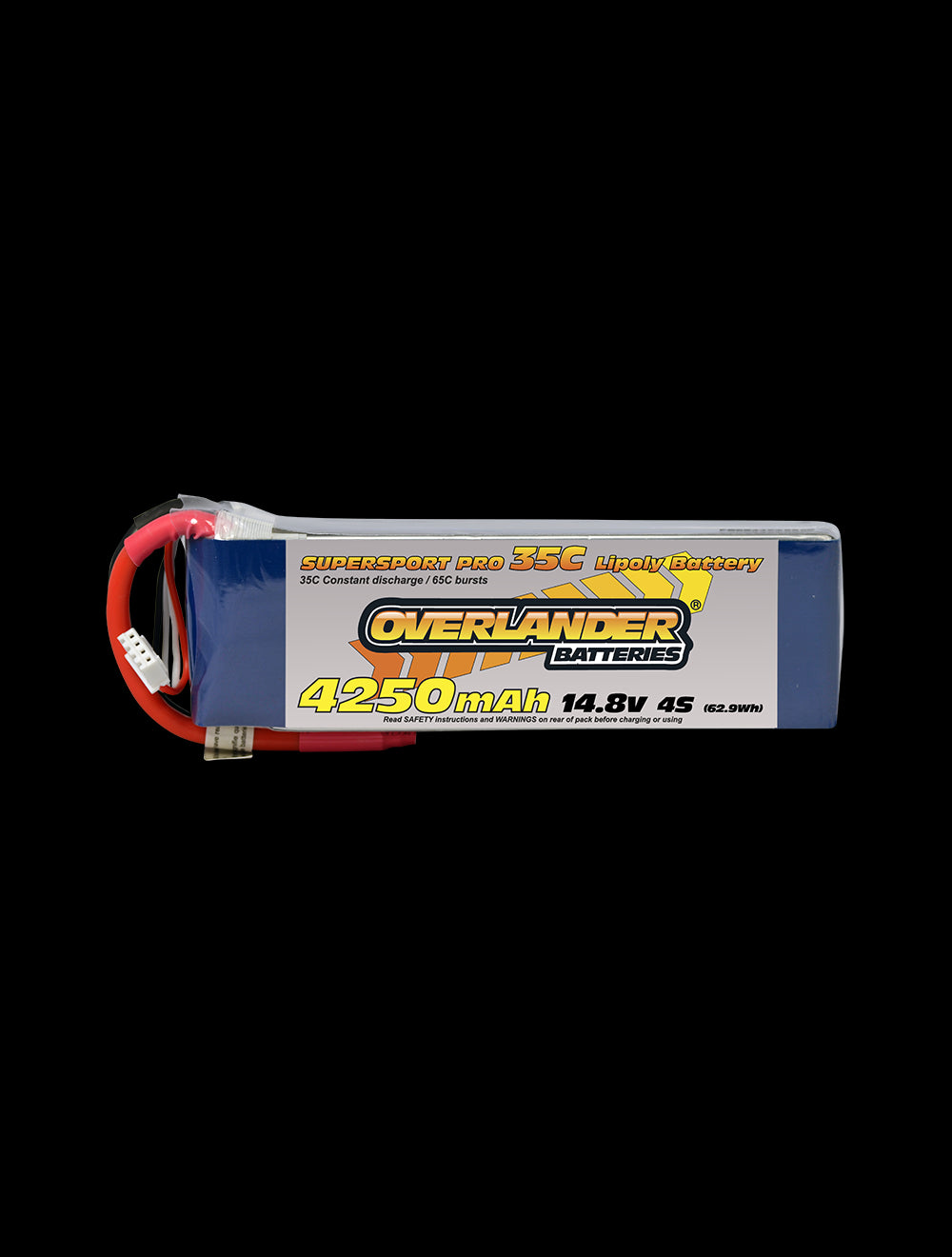 Overlander 4250mAh 14.8V 4S 35C Supersport Pro LiPo Battery - Deans Connector 2476