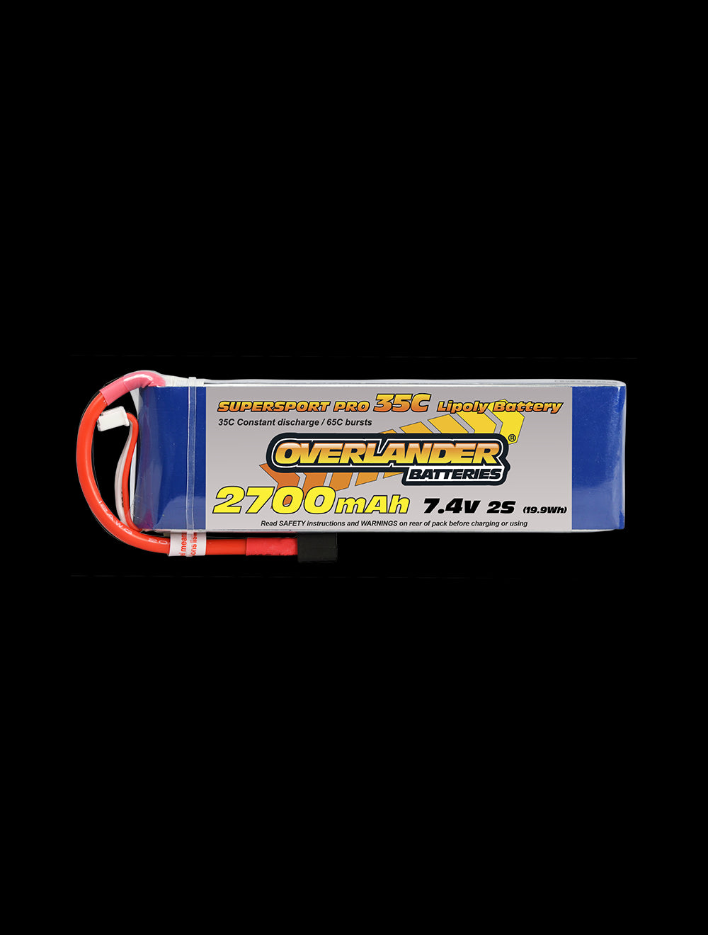 Overlander 2700mAh 7.4V 2S 35C Supersport LiPo Battery - Deans Connector 2479