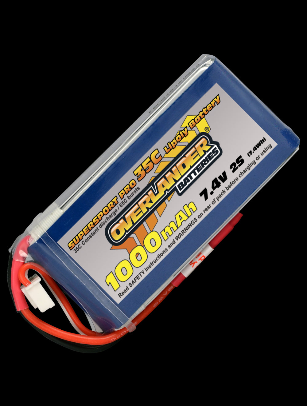 Overlander 1000mAh 7.4V 2S 35C Supersport Pro LiPo Battery - Deans Connector 2560