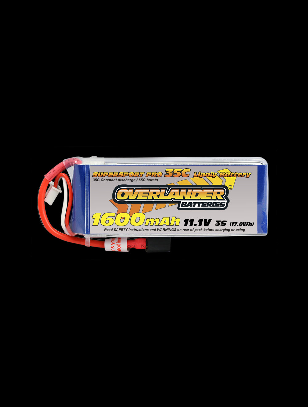 Overlander 1600mAh 11.1V 3S 35C Supersport Pro LiPo Battery - Deans Connector 2565