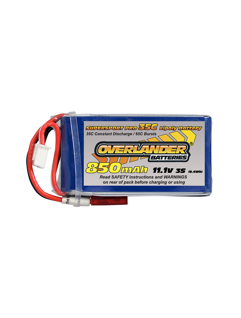 Overlander 850mAh 3S 11.1v 35c Supersport Pro Lipo battery