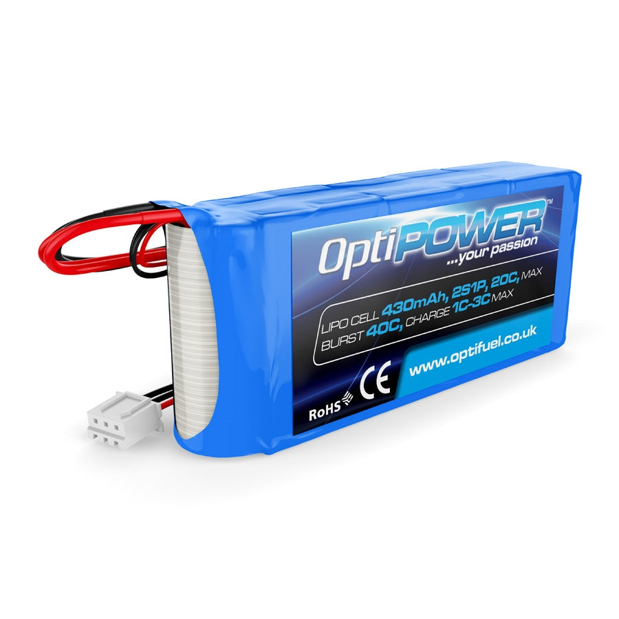Optipower LiPo Cell Battery 430mAh 2S 20C / 40c Burst