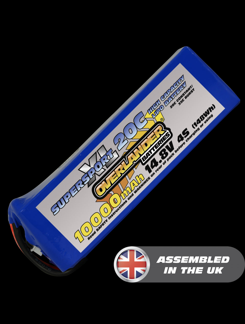 Overlander 10000mAh 14.8V 4S 20C Supersport XL LiPo Battery - No Connector 3017