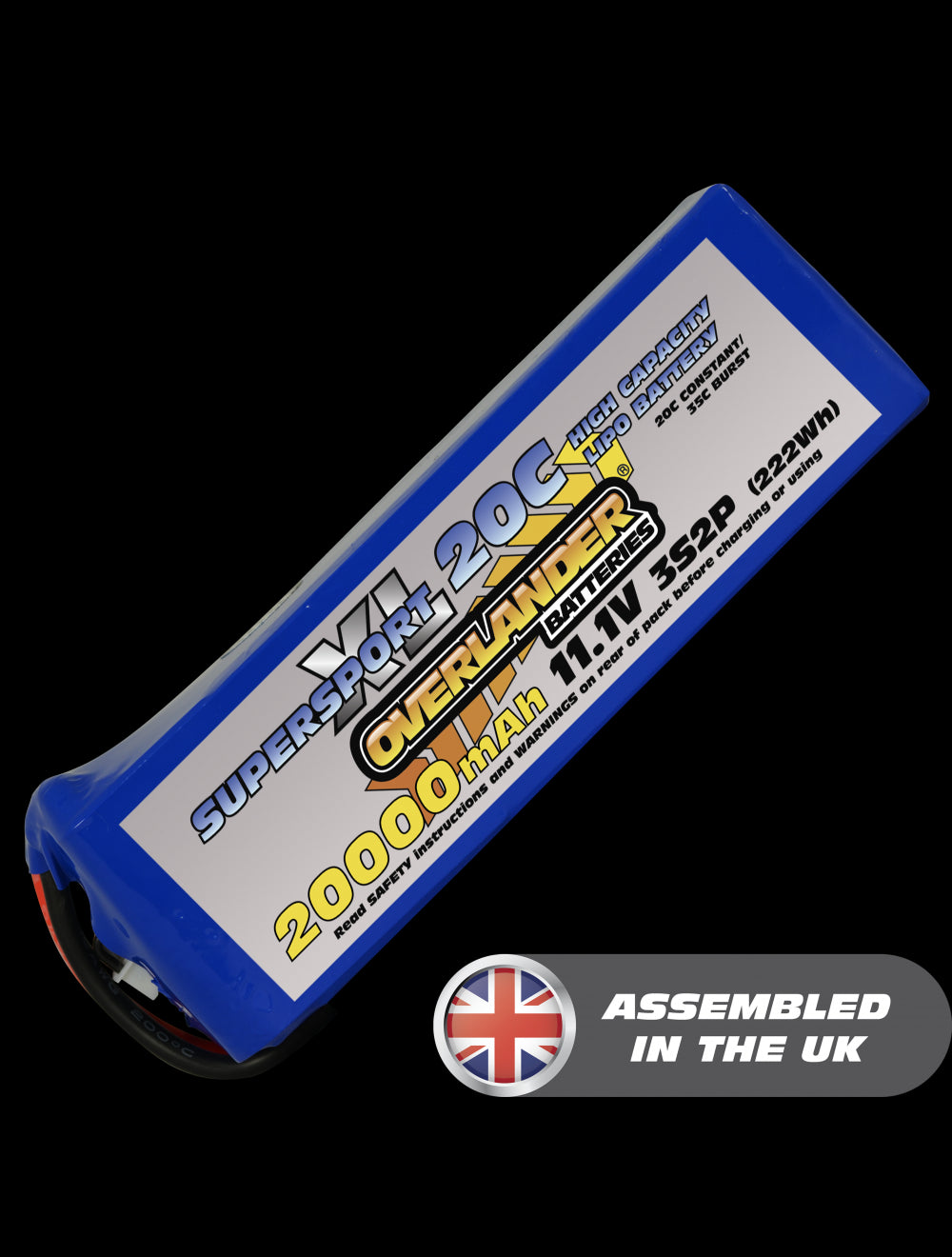 Overlander 20000mAh 11.1V 3S2P 20C Supersport XL LiPo Battery - XT90 Connector 3019