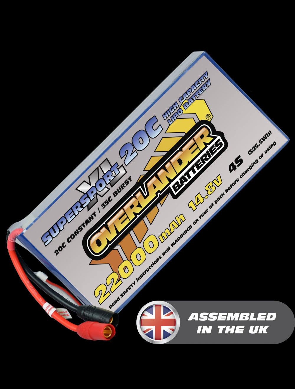 Overlander 22000mAh 14.8V 4S 20C Supersport XL Lipo Battery - No Connector 3023