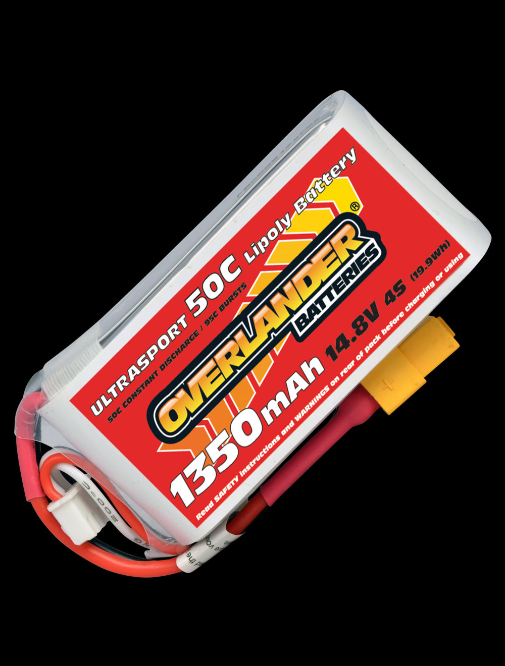 Overlander 1350mAh 14.8V 4S 50C Ultrasport LiPo Battery - Deans Connector 3105